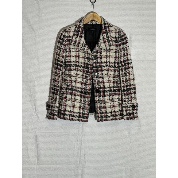 Talbots Tweed Wool Blend Blazer Jacket Red/Black/White Size 4 - Picture 1 of 16